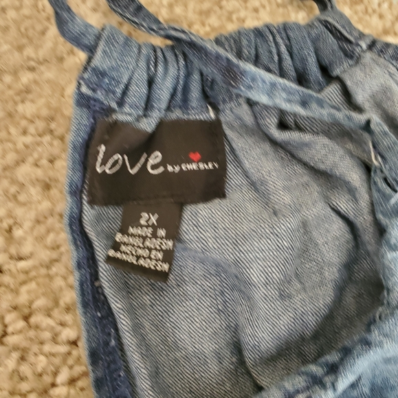 Spaghetti Straps Light Wash Denim Romper - Picture 2 of 2